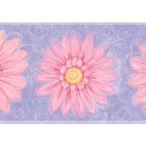  Bright Pink and Purple Flower Power Wallpaper Border: Baby