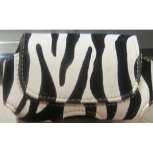 Zebra Striped Leather Cellular Phone Case with Belt Loops & Clamp for 