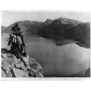   Lake,Cascade Mountains,Oregon,OR,headdress,c1923