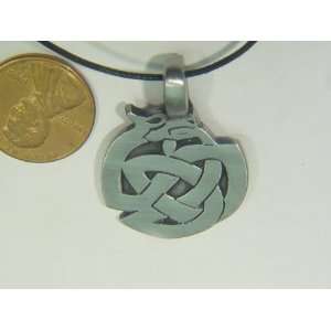 Dragon Celtic Knot Pewter Pendant Necklace . Key Chain Charm