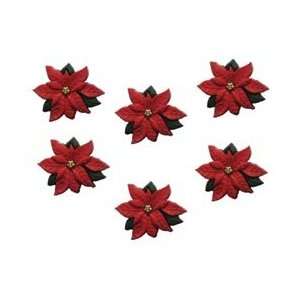 Jesse James Dress It Up Holiday Embellishments Red Poinsettias; 6 