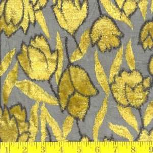  45 Wide Tulip Burnout Velvet Yellow/Black Fabric By The 