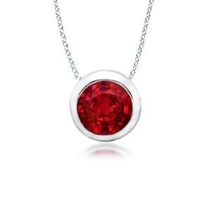  Round Ruby Bezel Set Pendant, Ruby Pendant Jewelry