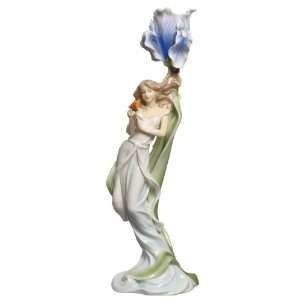   Butterfly and Blue Iris Flower Porcelain Candle Holder