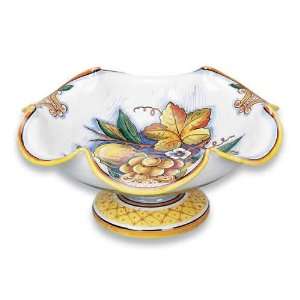   Handmade Bianco Fresco Footed Fruit Bowl From Italy