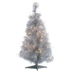   Curly Tinsel Artificial Christmas Tree  Clear Lights: Home & Kitchen