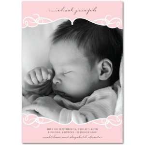   Birth Announcements   Regal Flourish Soft Pink By Le Papier Boutique