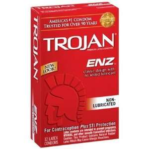  Trojan Enz Non Lubricated Latex Condoms 12 ct (Quantity of 