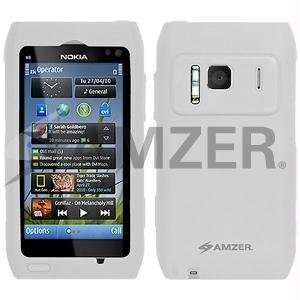  New Amzer Silicone Skin Jelly Case   Transparent White For Nokia N8 
