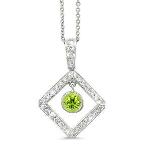 Diagonal Square And Circle Diamond Pendant In 18K White Gold With A 0 