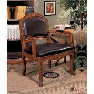  Traditional Style Solid Wood Arm Chair With Brown Bi Cast 