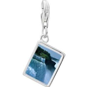   Silver Gold Plated Travel Niagara Falls Photo Rectangle Frame Charm