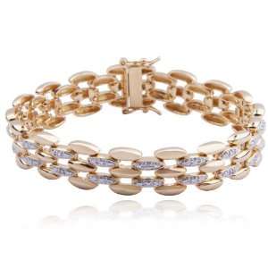    18k Gold over Sterling Silver Diamond Accent Bracelet: Jewelry