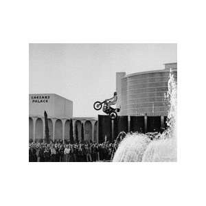  Evel Knievel Jumping At Caesars Palace Black and White 