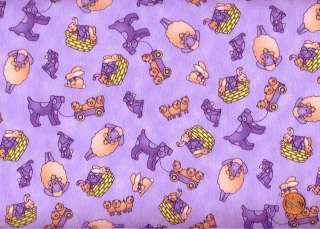 BEST FRIENDS PULL TOYS ON SOFT PURPLE FLANNEL FABRIC  