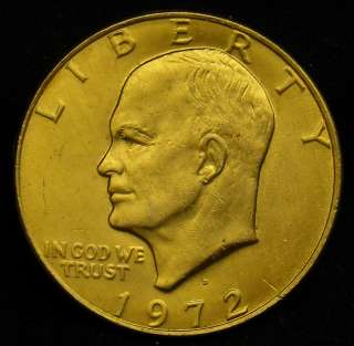 1972 D GOLD PLATED EISENHOWER DOLLAR AS PICTURED FREE S&H E657  