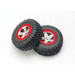    Rear Satin Chrome Wheels&Off Road Tires(2):Slash: Toys & Games