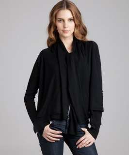 BCBGMAXAZRIA black silk cashmere convertible cardigan sweater 