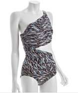 style #317367501 spring tiger printed Sashe one shoulder one piece 