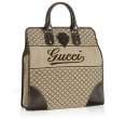 gucci beige diamond fabric and leather travel tote