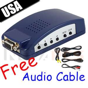 PC MAC VGA to AV TV RCA S Video Converter Box Adapter with Free Audio 