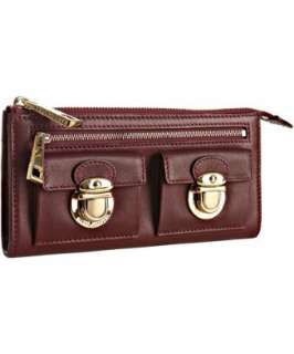 Marc Jacobs bordeaux leather push lock zip wallet  BLUEFLY up to 70% 