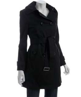 MICHAEL Michael Kors black sateen double breasted hooded trench 