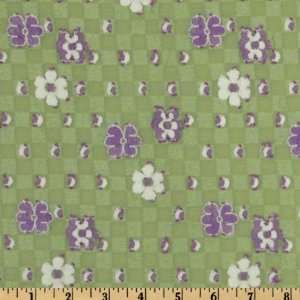  50 Wide Checker Lace Floral Green/Lavender Fabric By The 
