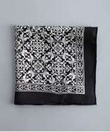 Joseph Abboud black dove print silk pocket square style# 319496801