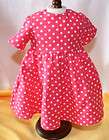 18 doll clothes, fits American Girl, pink dress w/ white polka dots 