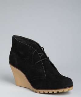Kelsi Dagger black suede Fanetta lace up wedge ankle boots