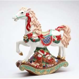 com Rocking Horse With Wreaths/Red Ribbon Atop Teddy Bear Base Music 