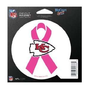 Kansas City Chiefs Set of 2 Indoor / Outdoor Magnets   Pink Ribbon 