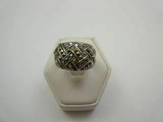 Sterling Silver & Marcasite Wide Band Pinky Ring  