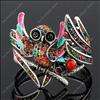 Multicolor rhinestone owl bird cuff bracelet jewelry  