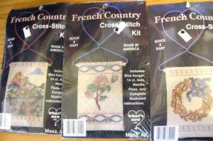 FRENCH COUNTRY CROSS STITCH KIT WIRE HANGERS NIP  