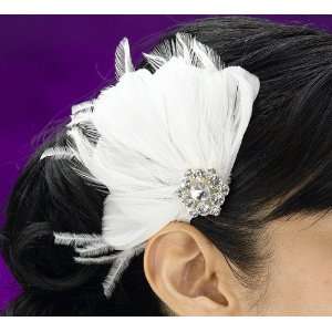  JL232W   Feather Hair Clip   White Beauty