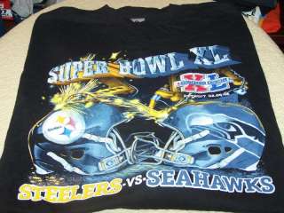 Steelers vs Seahawks SUPER BOWL Dueling Helmets Shirt L  