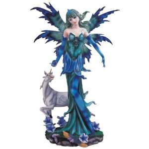  Blue And Green Fairy With Unicorn Collectible Figurine 