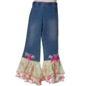   Infant Toddler Girls Floral Flare Denim Jeans 3M 4T Lipstik Baby