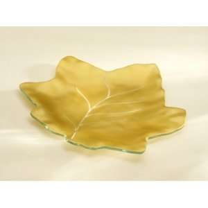  Satin Leaves Maple Leaf   Gold Handmade glass 10 3/4 x 9 3 