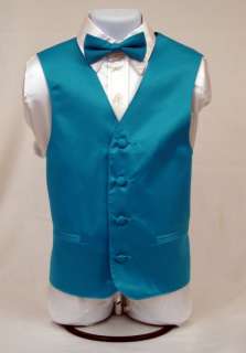 Boys Turquoise Tuxedo Vest Bow Tie Set Size 12  