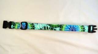 Awesome Bright Blue and Green Tie Dyed Dog Collar  
