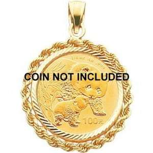    14K Yellow Gold Rope Bezel for 1/4oz Chinese Panda Coin: Jewelry