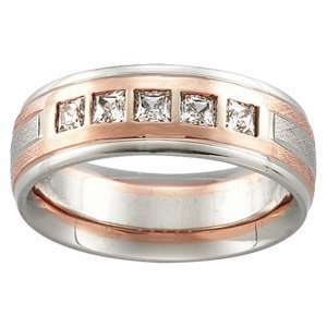 14K Rose/White Gold 1/2CTTW GENTS BAND Bridal Duo Diamond quality AAA 