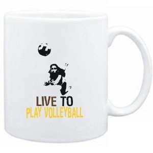    Mug White  LIVE TO play Volleyball  Sports: Sports & Outdoors