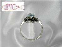 STERLING SILVER Aquamarine & Marcasite Sm Cluster Ring  