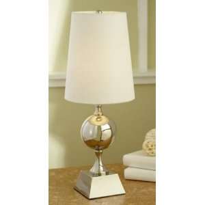 Round Ball Pedestal Table Lamp Iron and Polystone D Bell Hard Back Wht 