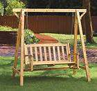 PATIO FURNITURE : WOODEN GARDEN BENCH SWING WITH FRAME SET BEAUTIFUL 