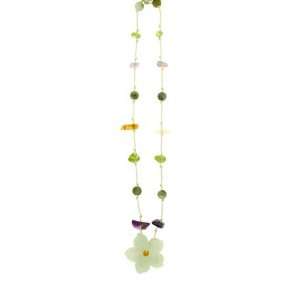   This Columbine Flower Jade Necklace with White Cord 